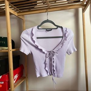 Lavender crop top - ties in front